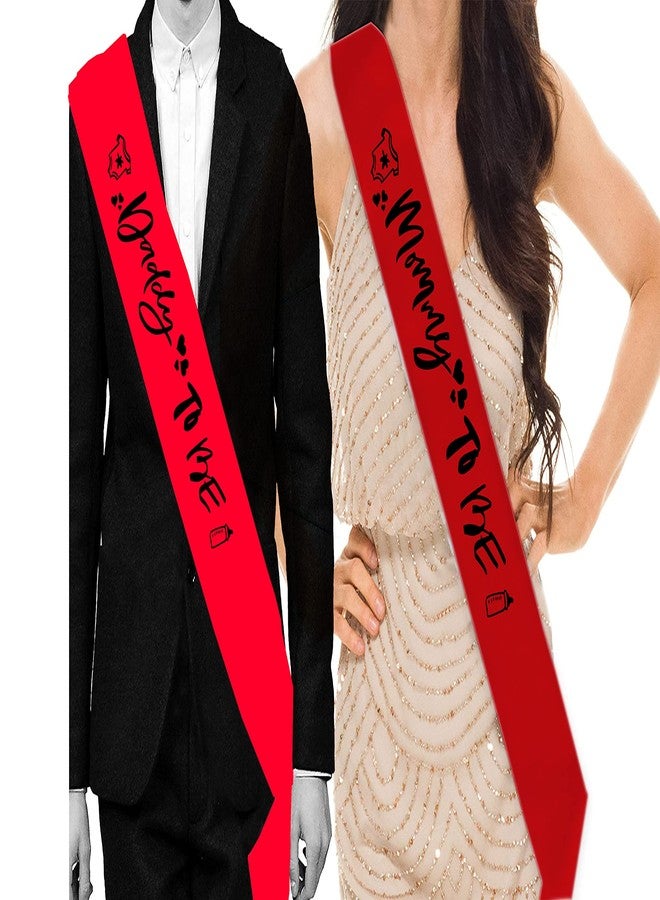 Hubops Mommy to be sash and Daddy to be Sash for Party Decoration Combo Pack (Mommy n Daddy RED) - Image 1